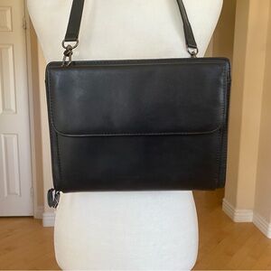 Organizer Day Planner Black Vegan Leather 3 Ring Binder Crossbody Bag Unisex